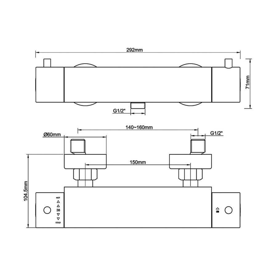 Douchethermostaat BWS Opbouw Cool Touch Gunmetal