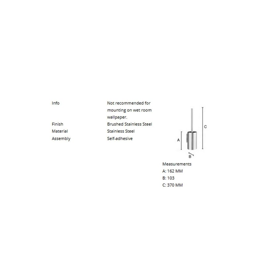 Toiletborstel Smedbo Xtra met Houder 10.3x37 cm Geborsteld RVS