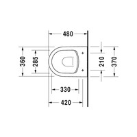 Wandcloset Duravit Starck Me Compact Rimless Diepspoel 48 cm Met Softclose Zitting Wit