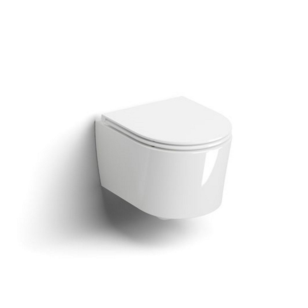 Clou InBe 1 Wandtoilet 48 cm Incl Zitting Met Deksel Soft Closing En Quick Release Systeem Glanzend Wit Keramiek 36.5x48x38.1 cm Clou