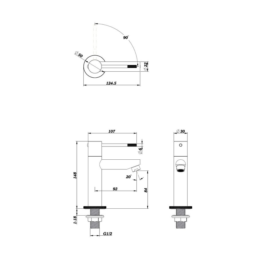 Toiletkraan Best Design White-Ribera Uitloop Recht 14 cm 1-hendel Mat Wit