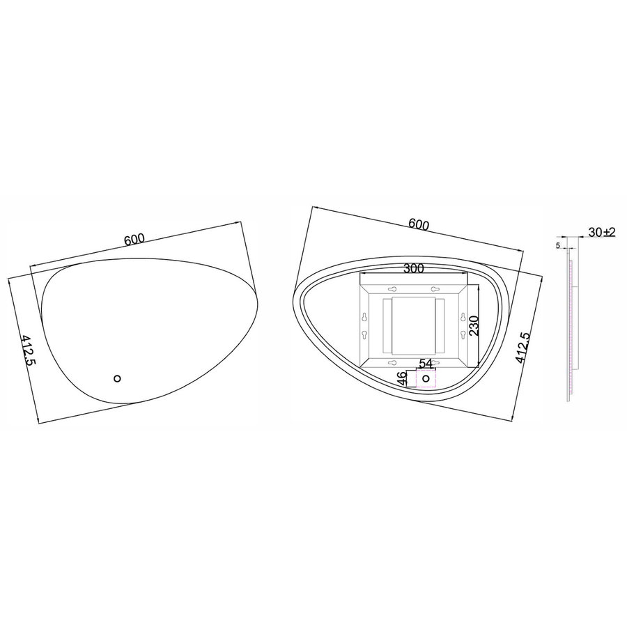 Spiegel Wiesbaden Uovo Organisch Dimbaar LED Verlichting 60 cm