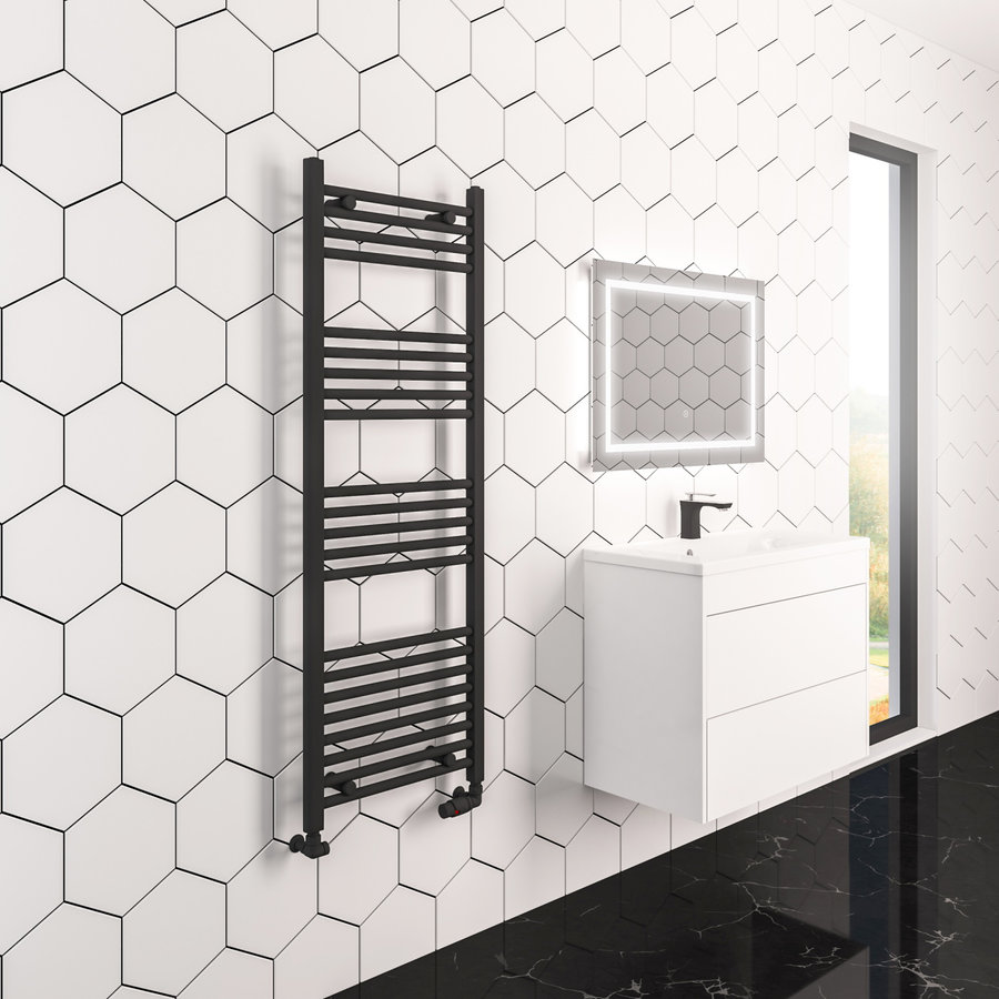 Radiator Boss & Wessing Wingrave 140x60 cm Mat Zwart Zij-Onderaansluiting (780 Watt)