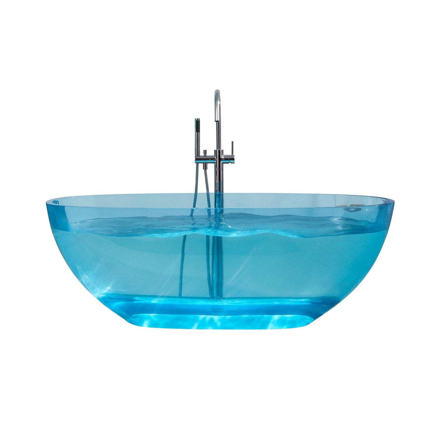 Best Design Vrijstaand Ligbad 170x78x56 cm Resin Transparant Blauw