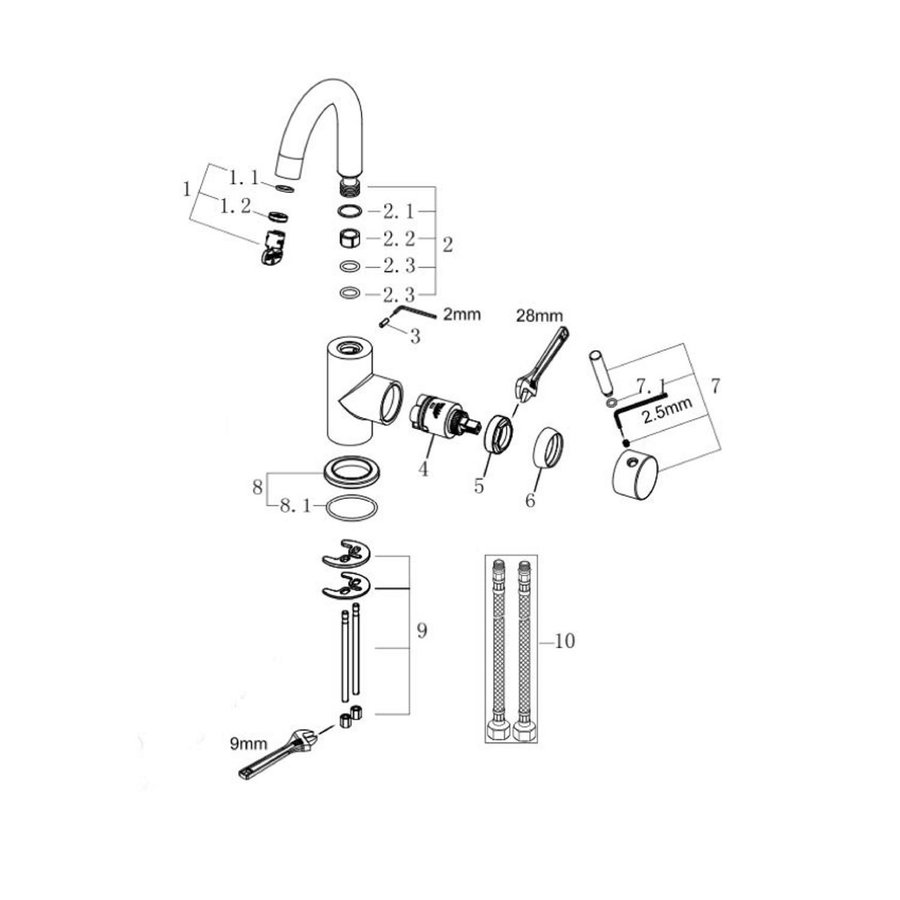 Opbouw Wastafelkraan Wiesbaden Caral met Draaibare Uitloop Mat Zwart PVD Coating