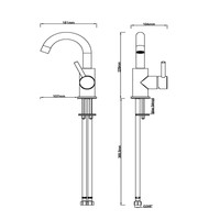 Opbouw Wastafelkraan Wiesbaden Caral met Draaibare Uitloop Geborsteld Messing Goud PVD Coating