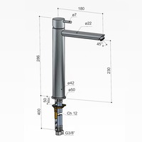 Wastafelmengkraan Hotbath Cobber 1-hendel Recht 28.6 cm (15 verschillende kleuren)