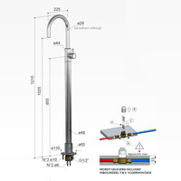 Vrijstaande Wastafelmengkraan Hotbath Cobber 1-hendel Gebogen 121 cm (15 Verschillende Kleuren)