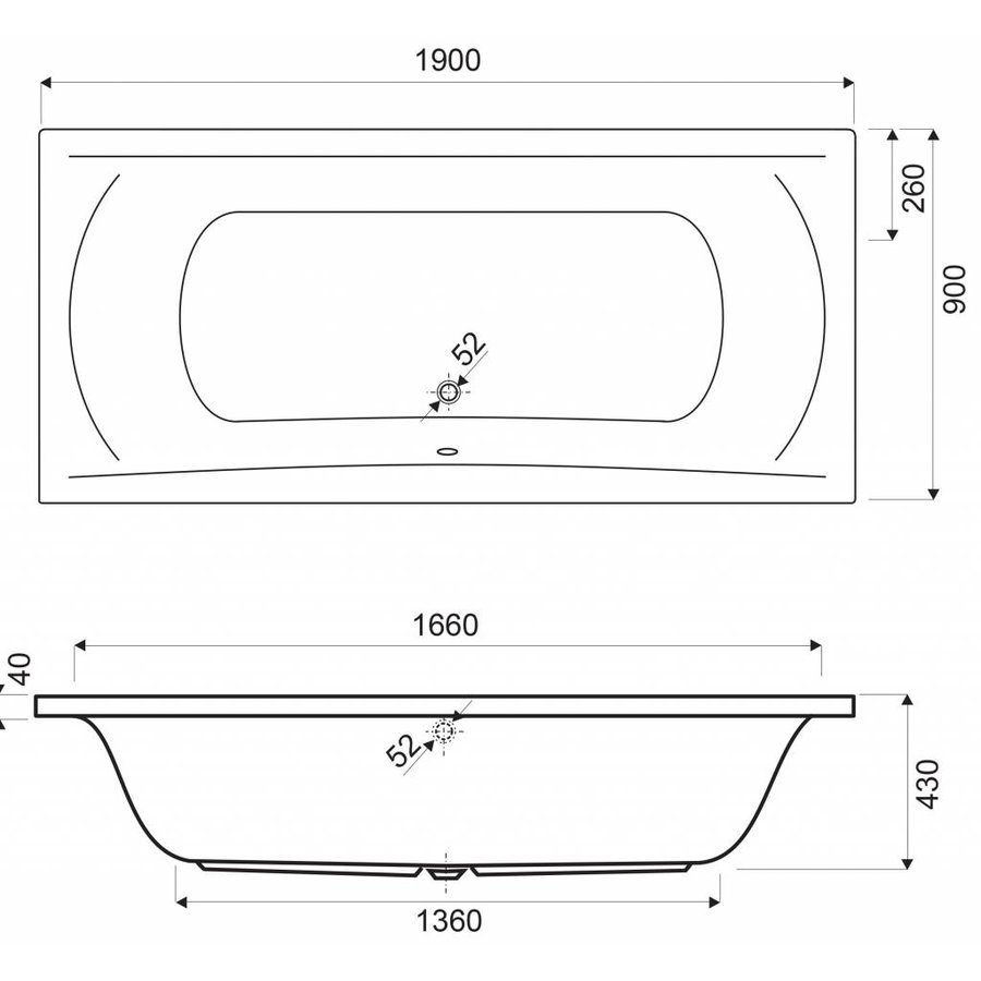 Ligbad Arrone Wit 170X75X43 Cm