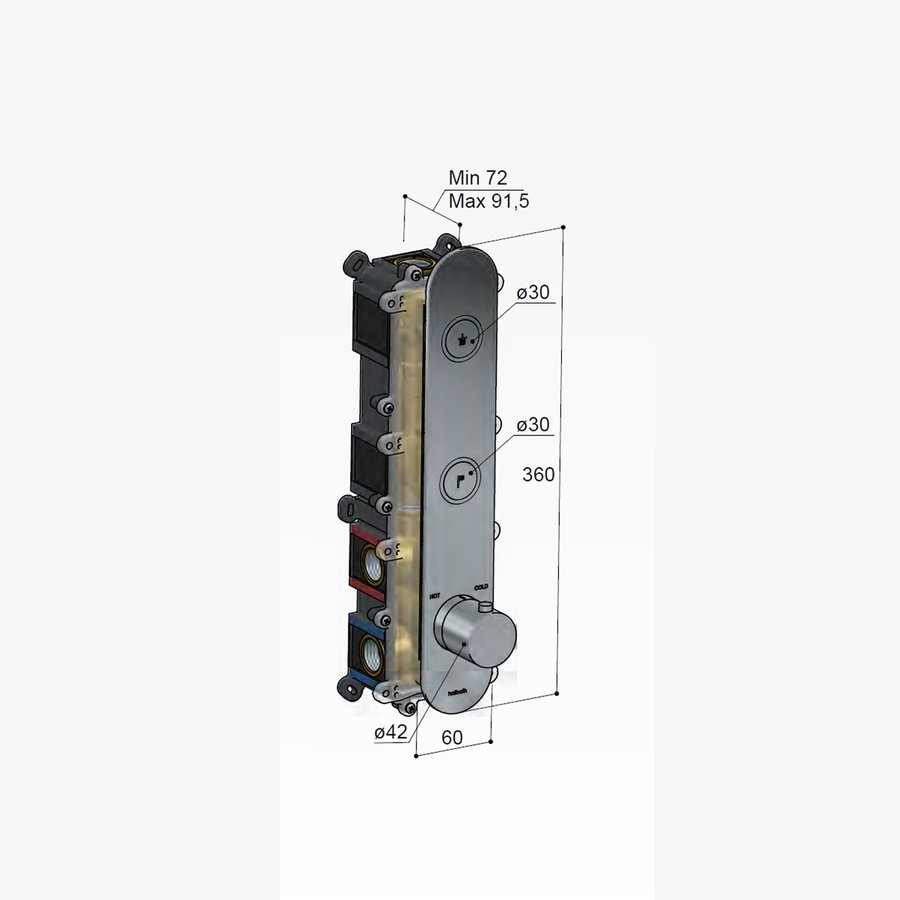 Douchethermostaat Hotbath Cobber Inbouw 2 Pushbuttons (15 Verschillende Kleuren) (excl. inbouwdeel)