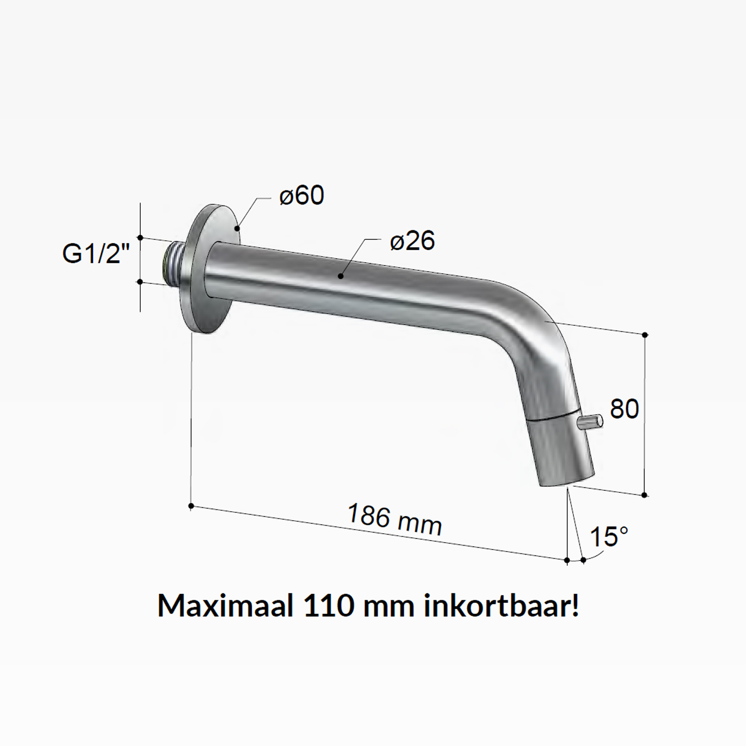 Fonteinkraan Inbouw Hotbath Dude 1-knop gebogen 18.6 cm - Megadump Tiel