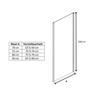 Inloopdouche Lacus Vulcano Evo Chinchilla Glas 6mm Anti-Kalk Aluminium Chroom Profiel (alle maten)