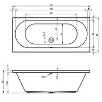 Ligbad Carolina 180X80X48 Cm Wit