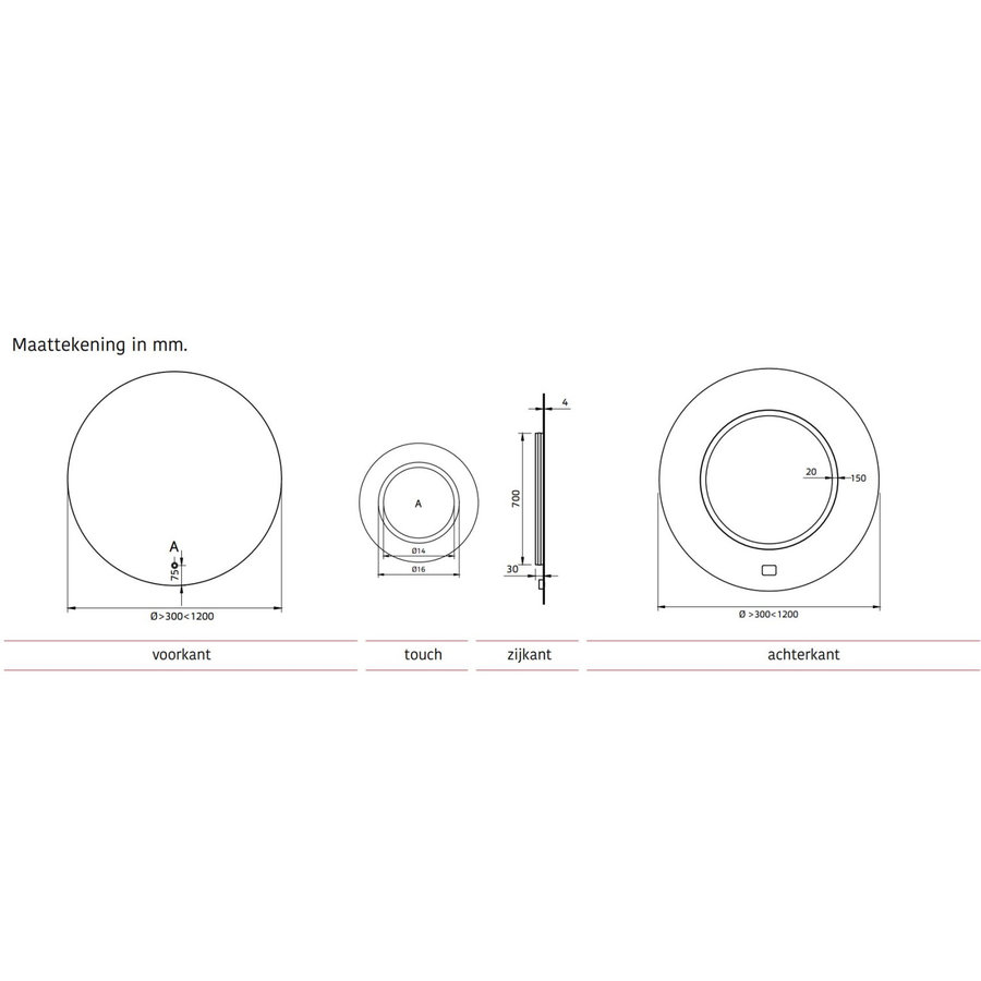 Ronde Badkamerspiegel Xenz Salo met Rondom Ledverlichting 60 cm