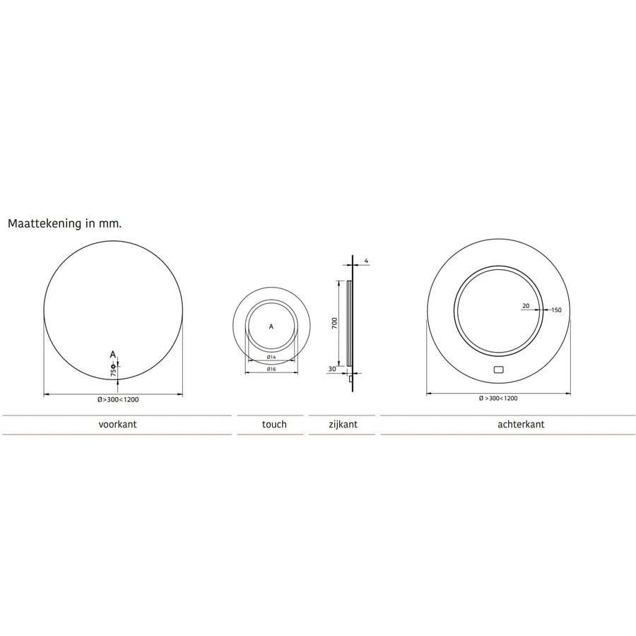 Ronde Badkamerspiegel Xenz Salo met Rondom Ledverlichting 90 cm