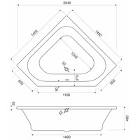 Hoekbad Filia 145X145X48 Cm