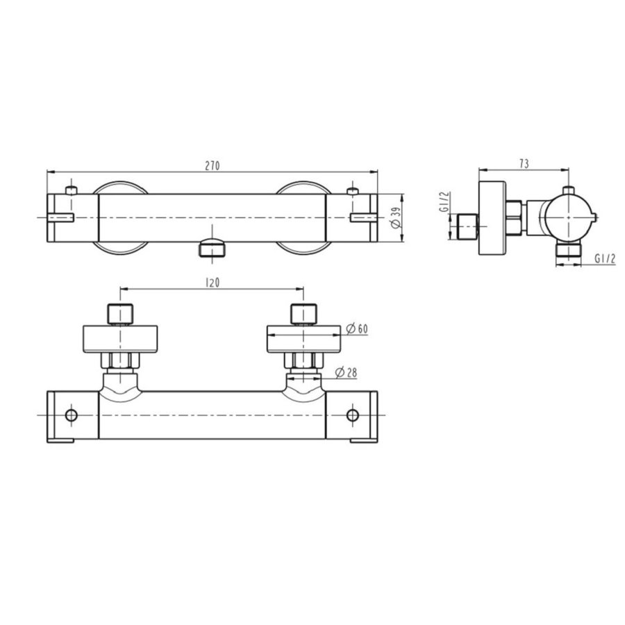 Thermostatische Douchekraan Schutte London Eco HOH 12 cm Mat Zwart