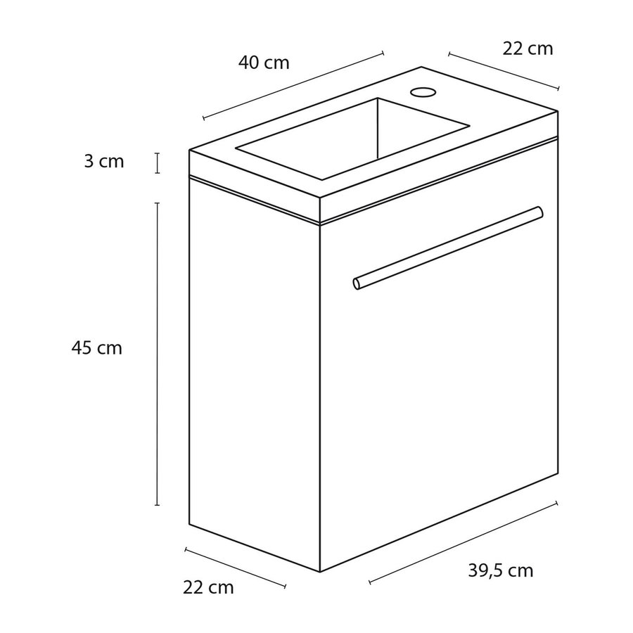 Fonteinmeubel Differnz Tight 40x22 cm Wit