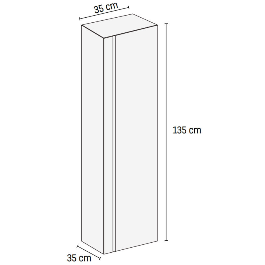 Kolomkast Creavit Sally 135x35x35 cm Greeploos Mat Zwart