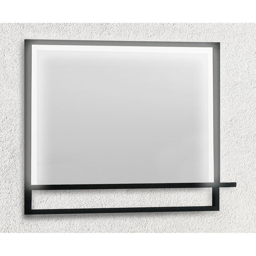 Badkamerspiegel Casajoy 80x70cm met Planchet, Ledverlichting en Anticondens Zwart 