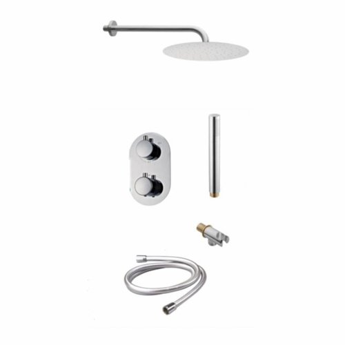 Thermostatische Regendoucheset Sanilux Peralta Douchekop 30 cm Inbouw Met Handdouche Chroom (incl. inbouwbox) 