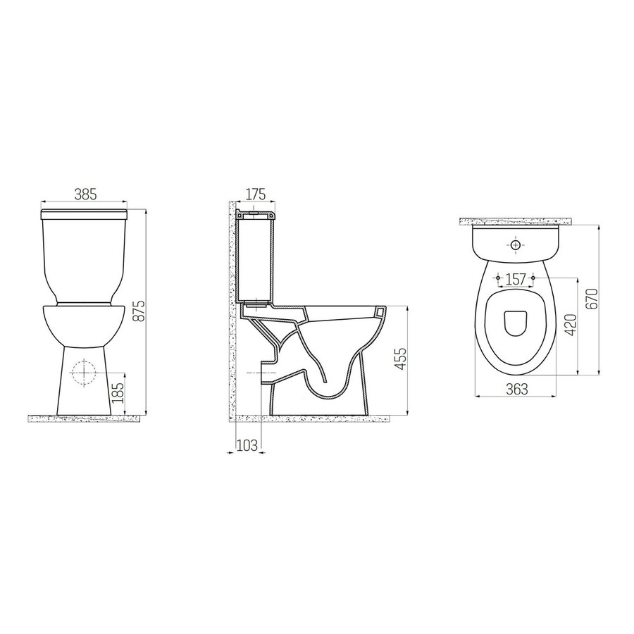 Toiletpot Staand Boss & Wessing Mala Verhoogd Met Bidet Achter Aansluiting Wit