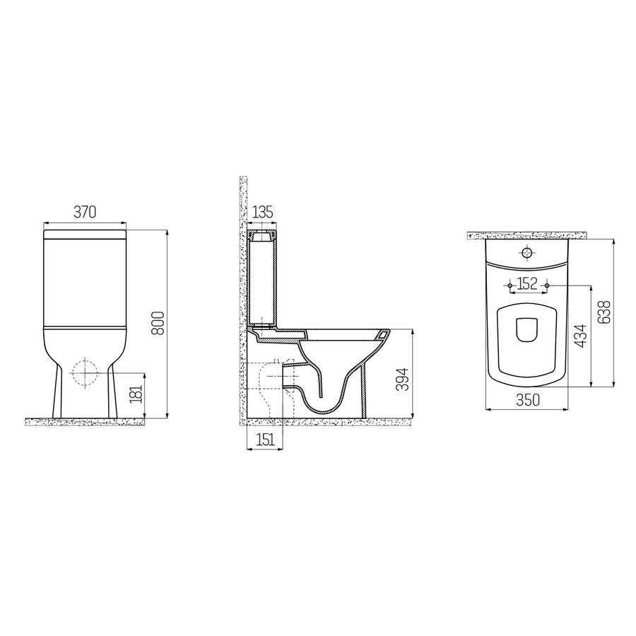 Toiletpot Staand Creavit Lara Met Bidet Achter Onder Aansluiting Wit