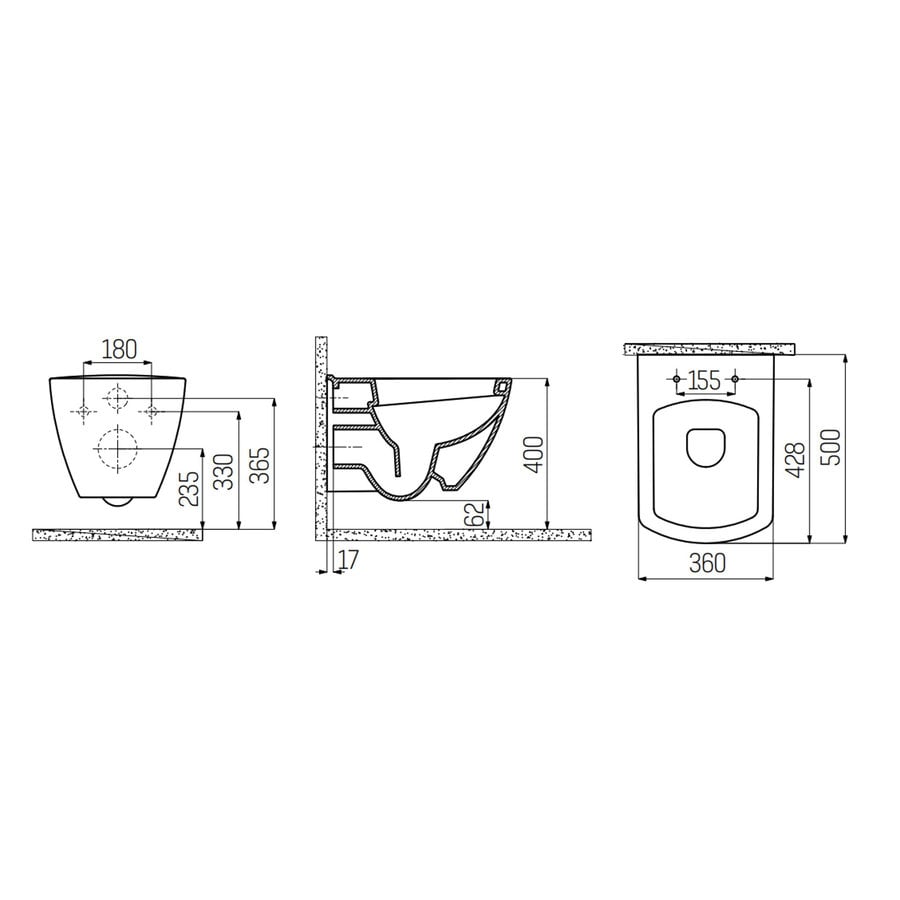 Wandcloset Creavit Design Square Keramiek Wit (Excl. Zitting)