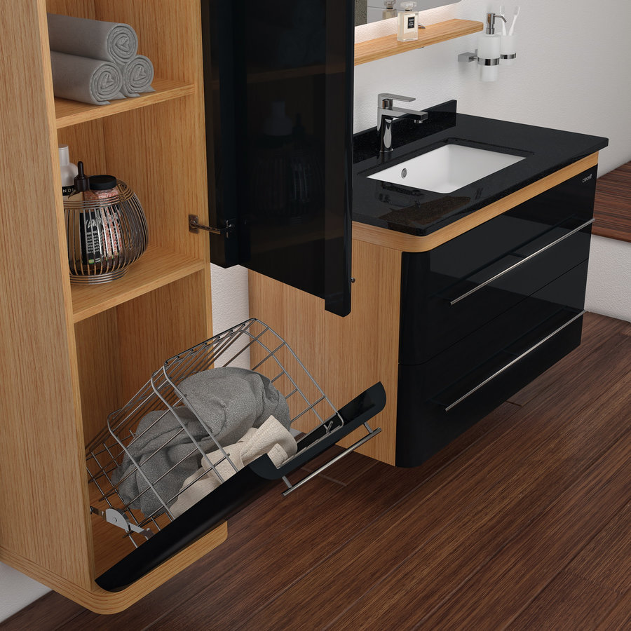 Badmeubelkast Boss & Wessing Piano 180x40x35cm Zwart Bruin