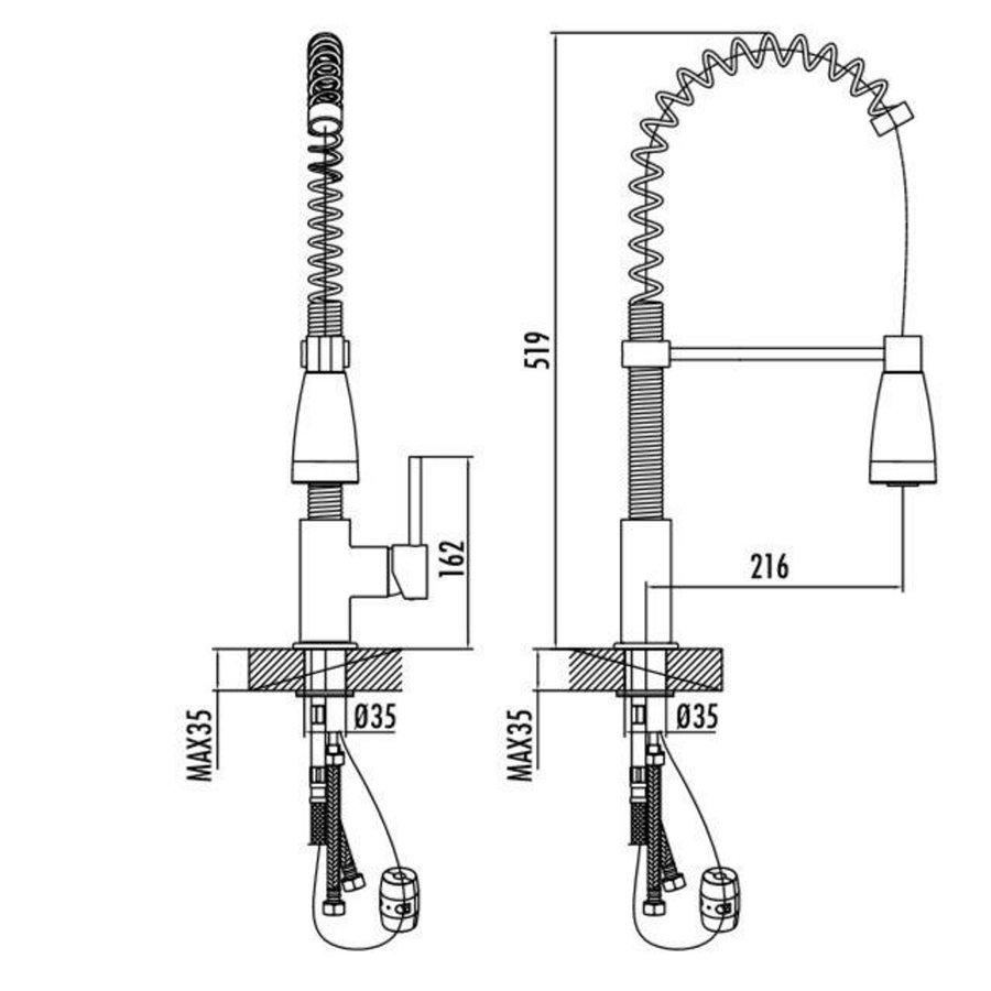 Keukenkraan Boss & Wessing Lizzy Met Hoge Draaibare Uitloop Chroom