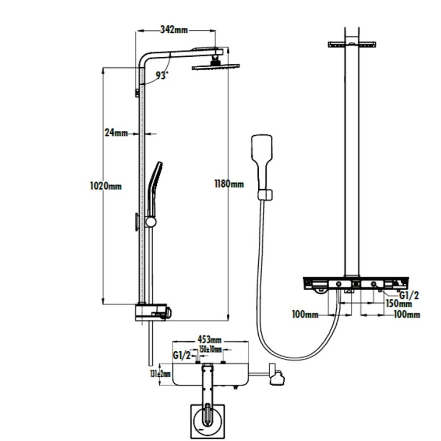 Regendouche opbouwset Boss & Wessing Bruce Met Zeeplegger Wit