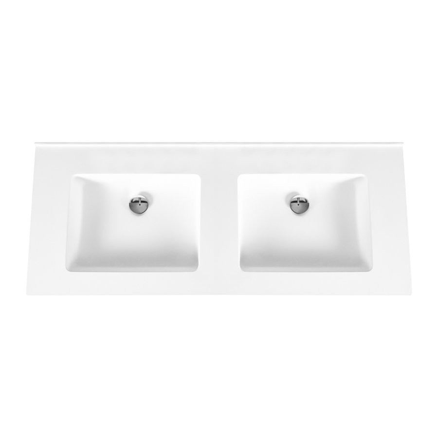 Wastafel Boss & Wessing Zonder Kraangaten 45.5x120 cm Solid Surface Wit