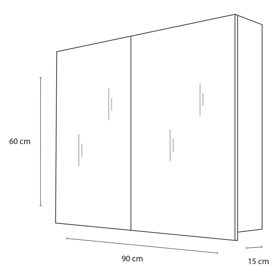 Spiegelkast Differnz Style 90x60cm Grijs Eiken