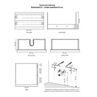 Onderkast Sanicare Q7 Twee Soft-Closing Laden 65x45 cm Belluno-Eiken