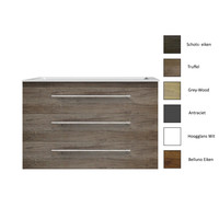 Onderkast Sanicare Q4 Drie Soft-Close Laden Chromen Greep 100x45 cm Grey-Wood