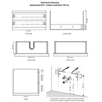 Onderkast Sanicare Q16 97,9x44,4 cm Twee Lades Belluno-Eiken