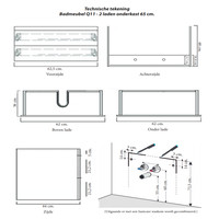 Onderkast Sanicare Q9/Q11 Twee Laden Chromen Greep Soft-Close 63,4x45,1 cm Belluno-Eiken