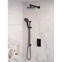 Inbouw Regendouche Set Brauer Black Edition Wanduitloop Ronde Hoofddouche 20 cm Met Glijstang en Handdouche 3 Standen Mat Zwart