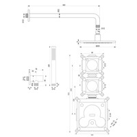 Inbouw Regendouche Set Brauer Black Edition Gebogen Wanduitloop Ronde Hoofddouche 20 cm Met Twee Stopkranen Mat Zwart