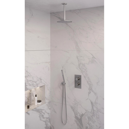 Inbouw Regendouche Set Brauer Brushed Edition Plafond Uitloop Ronde Hoofddouche 20 cm RVS Look 