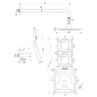 Inbouw Regendouche Set Brauer Brushed Edition Gebogen Wanduitloop Ronde Hoofddouche 20 cm Met Twee Stopkranen en Handdouche 3 Standen RVS Look