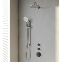 Inbouw Regendouche Set Brauer Brushed Edition Gebogen Wanduitloop Ronde Hoofddouche 20 cm Met Twee Stopkranen Glijstang en Handdouche 3 Standen RVS Look