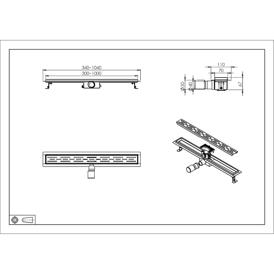 Douchegoot Wiesbaden Met Flens 70x7cm 6.7cm Diep Gunmetal