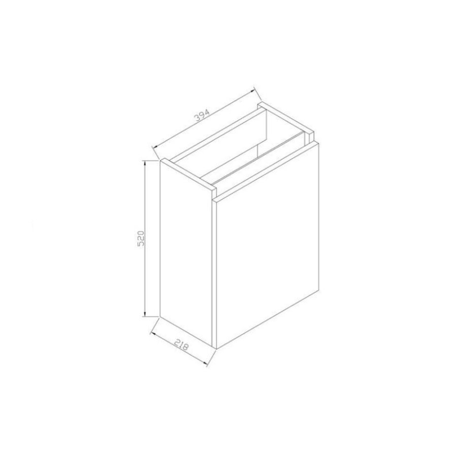 Fonteinkast Sanilux Aluminium Greeplijst Century Oak Scharnier Links 52x40x22 cm