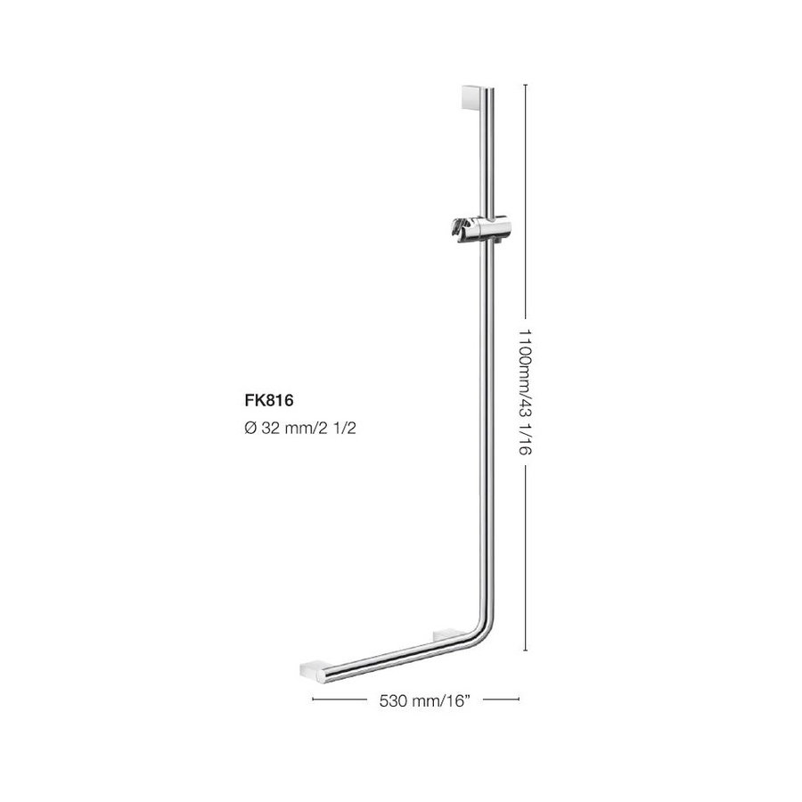 Smedbo Douche Glijstang En Greep Living L-vorm Rechts 53x110 cm Gepolijst Chroom