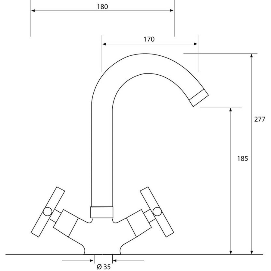 Keukenkraan Plieger Cross 1-Gats met Draaibare Uitloop en Kruisgrepen Chroom