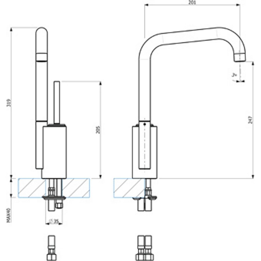 Keukenkraan Plieger Joy 1-Gats met Draaibare Uitloop Chroom