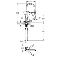 Keukenkraan Grohe Feel 1-Gats met Professionele Handdouche RVS Zwart