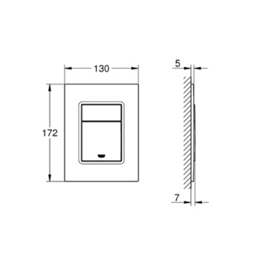 Bedieningsplaat Grohe Skate Cosmopolitan S WC DF 13x17,2cm RVS