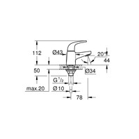 Fonteinkraan Grohe Start Curve XS-Size Chroom